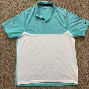 Nike Golf Men's Polo Shirt Size XL Teal White Two‎ Tone